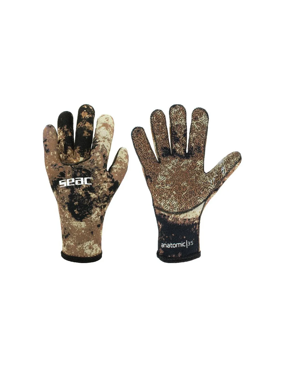 Guantes de pesca submarina Seac Camo 3,5 MM Marron
