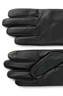 Guantes de piel granulada con forro integral y logo grabado a láser