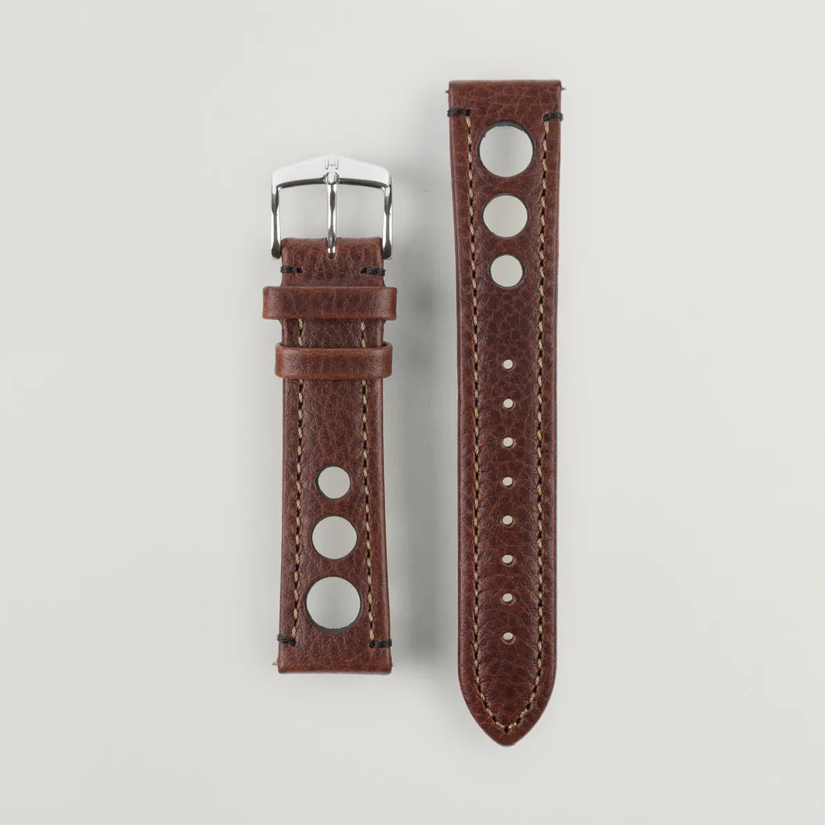 HIRSCH Rally Natural Leather Racing Watch Strap Brown