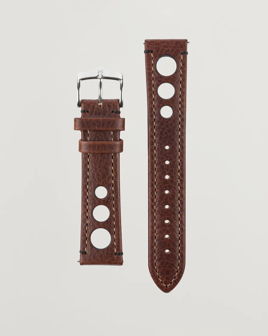 HIRSCH Rally Natural Leather Racing Watch Strap Brown