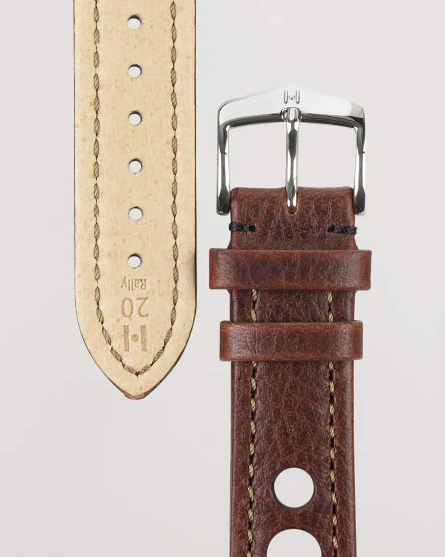 HIRSCH Rally Natural Leather Racing Watch Strap Brown