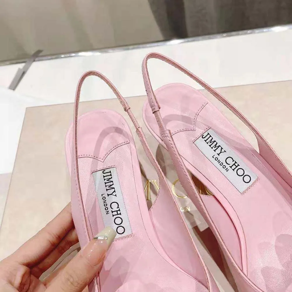 Jimmy Choo Mujer Amita Flowers 45 Zapatos De Salón De Sling Back En Piel Napa Rosa Con Flores