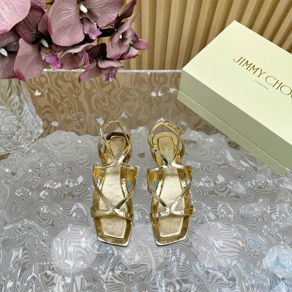 Jimmy Choo Mujer Ayla Flat Zapatos Planos De Cuero Metálico Dorado AYLAFLATQUI