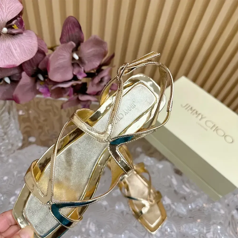 Jimmy Choo Mujer Ayla Flat Zapatos Planos De Cuero Metálico Dorado AYLAFLATQUI