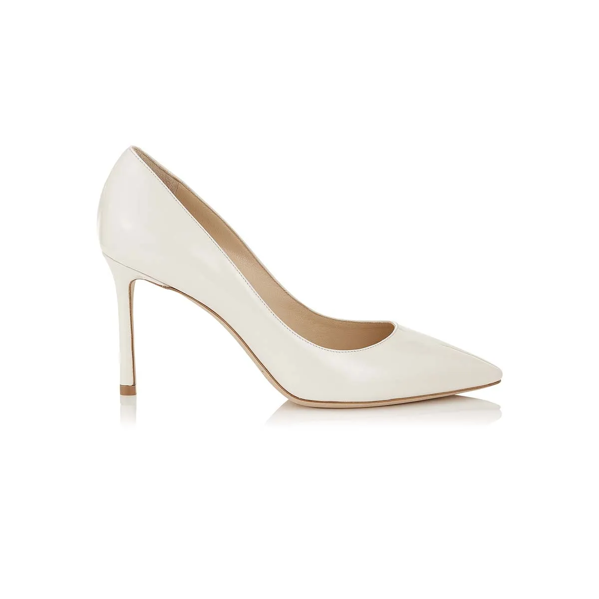 JIMMY CHOO MUJER ROMY 85 ZAPATOS DE TACóN PUNTIAGUDO DE CHAROLBLANCO