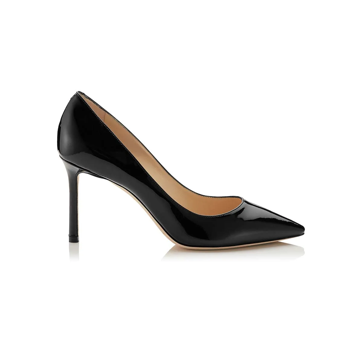 JIMMY CHOO MUJER ROMY 85 ZAPATOS DE TACóN PUNTIAGUDO DE CHAROLNEGRO
