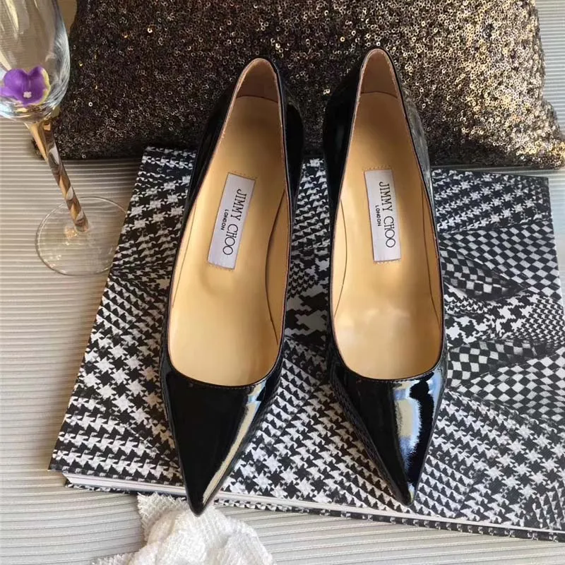 JIMMY CHOO MUJER ROMY 85 ZAPATOS DE TACóN PUNTIAGUDO DE CHAROLNEGRO