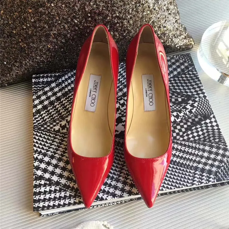 JIMMY CHOO MUJER ROMY 85 ZAPATOS DE TACóN PUNTIAGUDO DE CHAROLROJO