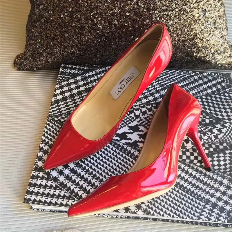 JIMMY CHOO MUJER ROMY 85 ZAPATOS DE TACóN PUNTIAGUDO DE CHAROLROJO