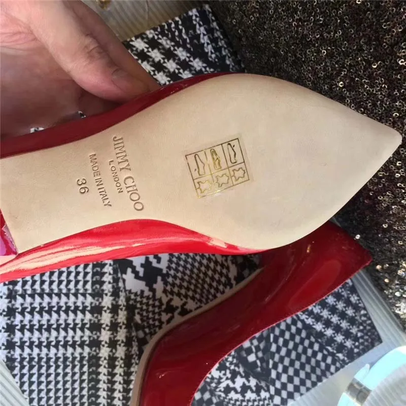 JIMMY CHOO MUJER ROMY 85 ZAPATOS DE TACóN PUNTIAGUDO DE CHAROLROJO