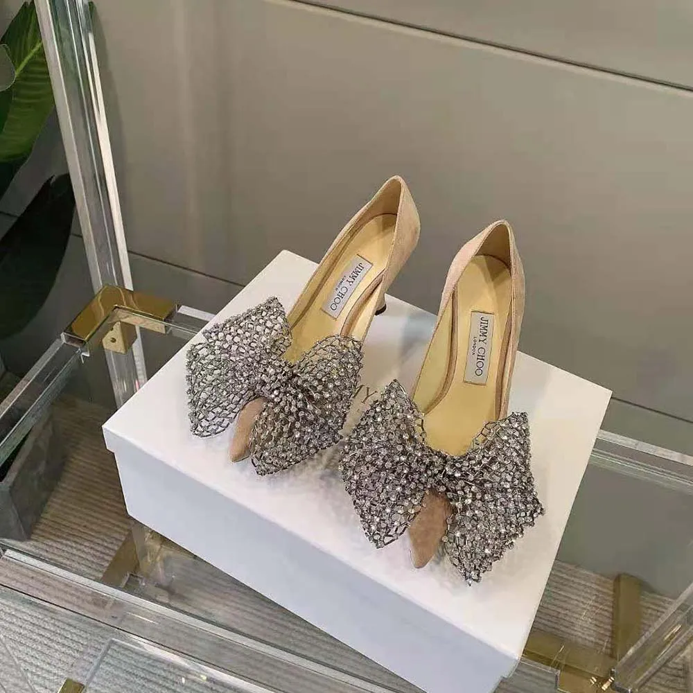 Jimmy Choo Mujer Seka 100 Ballet Zapatos De Tacón De Gamuza Rosa Con Cierre De Lazo De Cristal