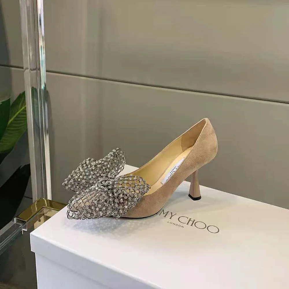 Jimmy Choo Mujer Seka 100 Ballet Zapatos De Tacón De Gamuza Rosa Con Cierre De Lazo De Cristal