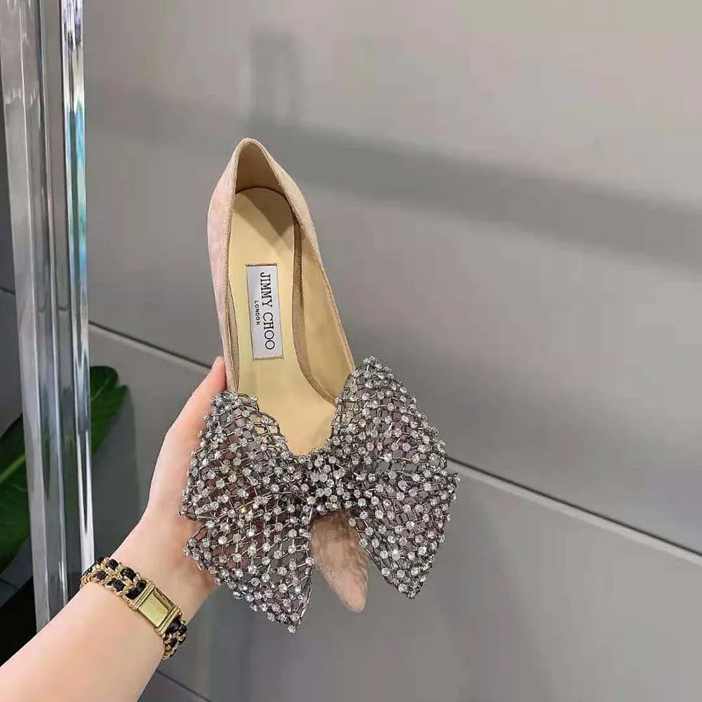 Jimmy Choo Mujer Seka 100 Ballet Zapatos De Tacón De Gamuza Rosa Con Cierre De Lazo De Cristal
