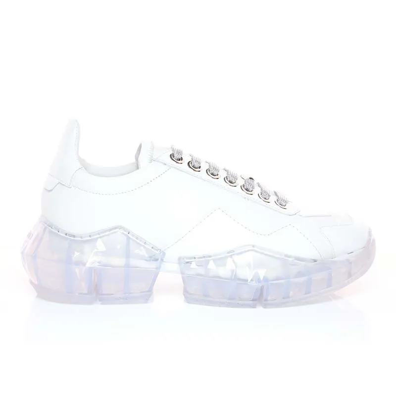Jimmy Choo Zapatos Mujer Diamond/F Piel De Becerro Blanco Con Zapatillas Bajas Charol Piel metalizada