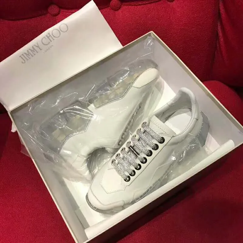 Jimmy Choo Zapatos Mujer Diamond/F Piel De Becerro Blanco Con Zapatillas Bajas Charol Piel metalizada