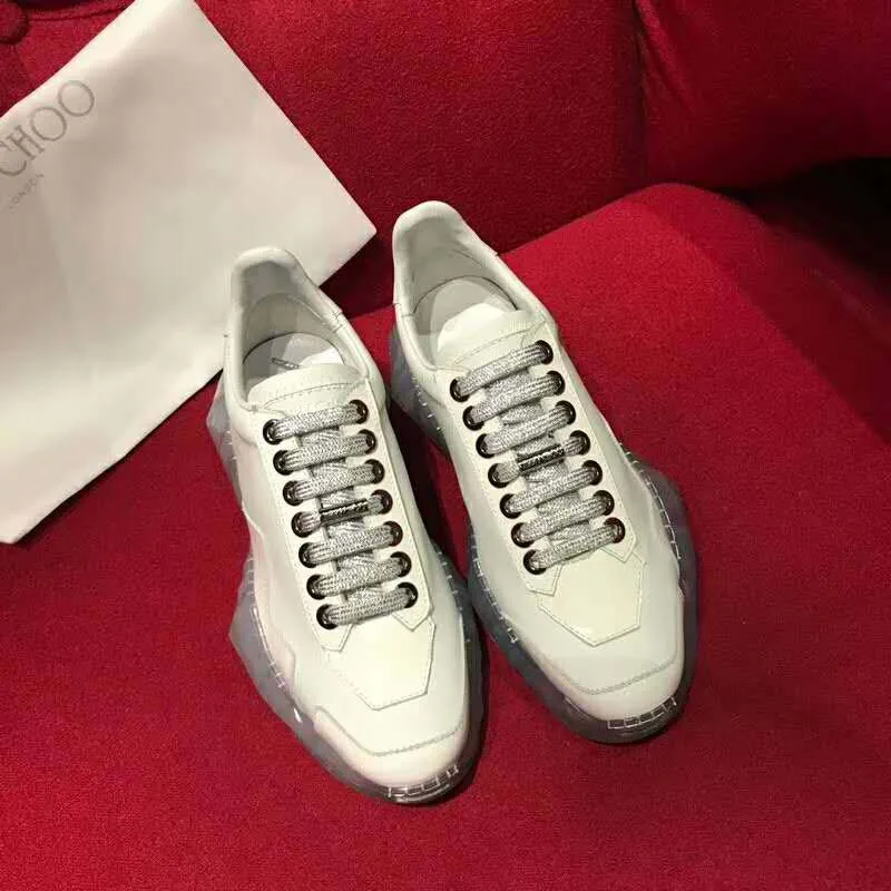 Jimmy Choo Zapatos Mujer Diamond/F Piel De Becerro Blanco Con Zapatillas Bajas Charol Piel metalizada