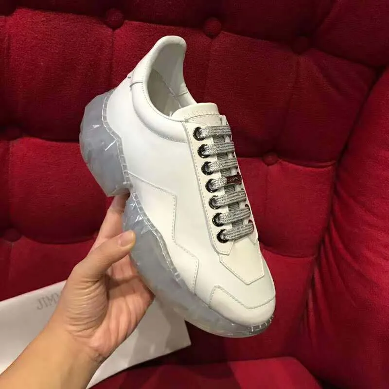 Jimmy Choo Zapatos Mujer Diamond/F Piel De Becerro Blanco Con Zapatillas Bajas Charol Piel metalizada