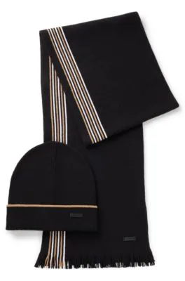 Juego de bufanda y gorro de punto raschel en caja de regalo
