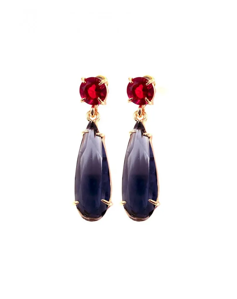 LARGOS PENDIENTES DE VESTIR ROJO CEREZA Y AZUL