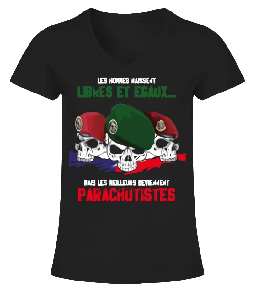 LE TSHIRT DU PARACHUTISTE FRANçAIS CAMISETA CUELLO PICO MUJER