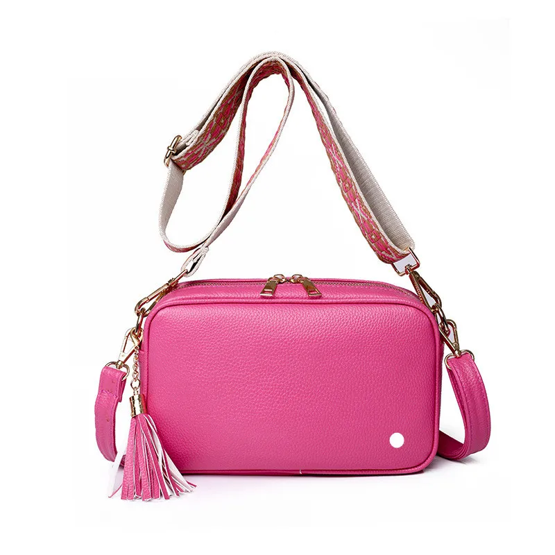 Lu Bolsos De Mujer bolsos de tendencia púrpura Simple cremallera diseño de borla bolso de mensajero bolsos pequeños femeninos bo