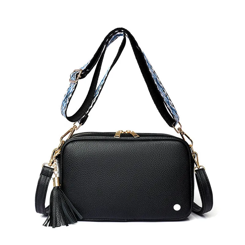 Lu Bolsos De Mujer bolsos de tendencia púrpura Simple cremallera diseño de borla bolso de mensajero bolsos pequeños femeninos bo