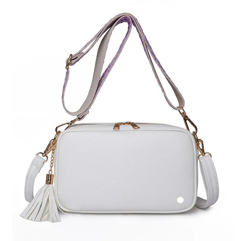 Lu Bolsos De Mujer bolsos de tendencia púrpura Simple cremallera diseño de borla bolso de mensajero bolsos pequeños femeninos bo