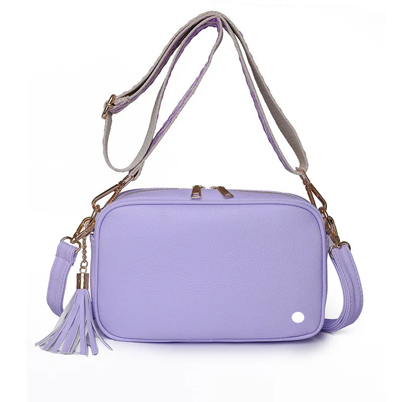 Lu Bolsos De Mujer bolsos de tendencia púrpura Simple cremallera diseño de borla bolso de mensajero bolsos pequeños femeninos bo