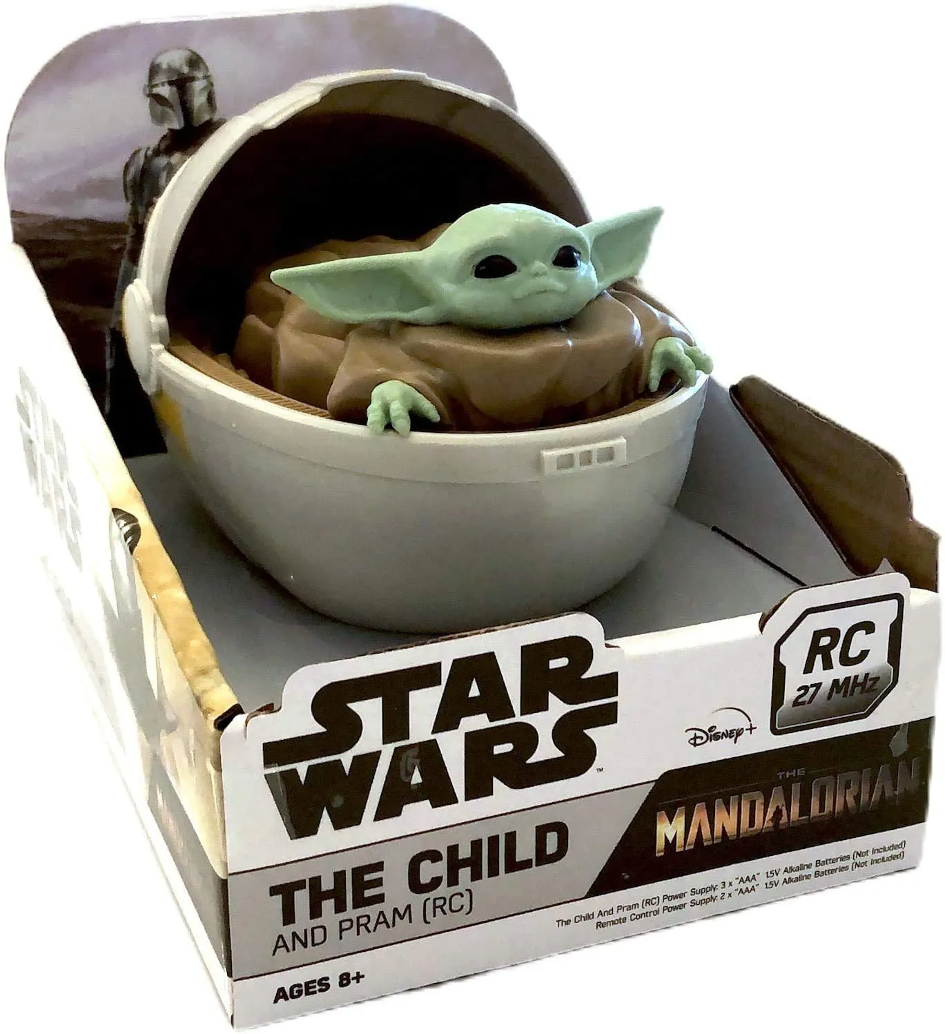 MANDALORIAN  JUGUETE DE BABY YODA, THE CHILD EN COCHECITO, COCHE EN FORMA DE CUNA CON CONTROL REMOTO