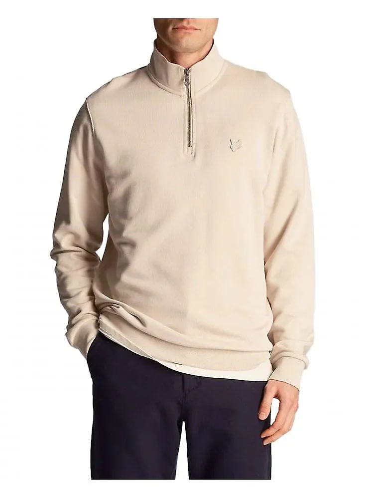 Men's Lyle & Scott 1/4 Zip Tonal Eagle Sweatshirt Cove