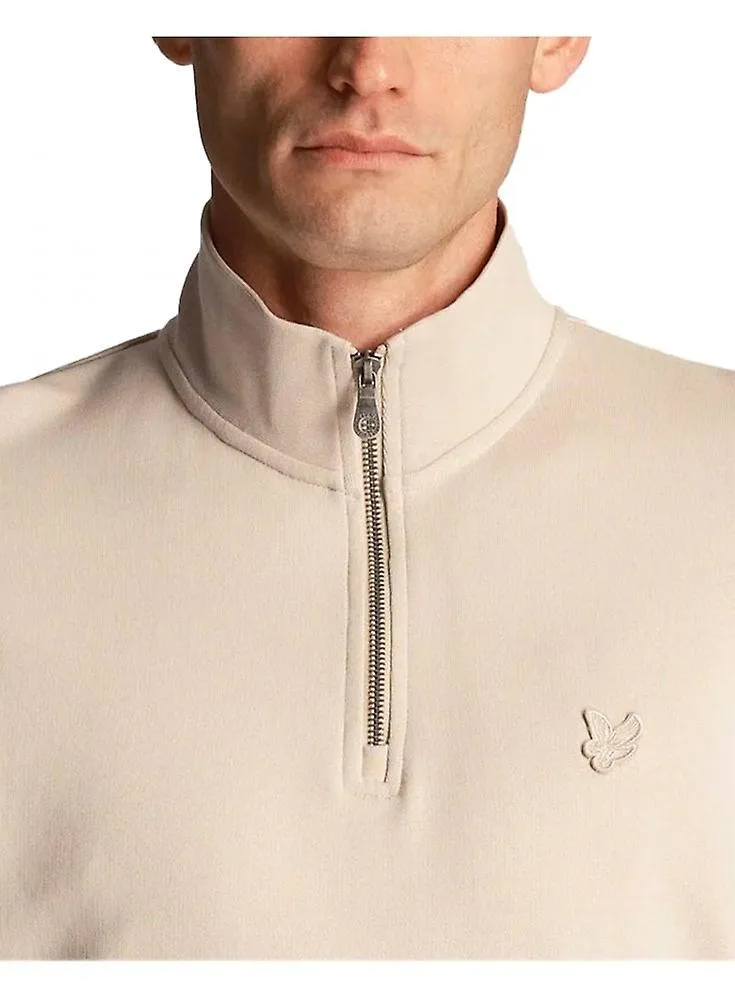Men's Lyle & Scott 1/4 Zip Tonal Eagle Sweatshirt Cove