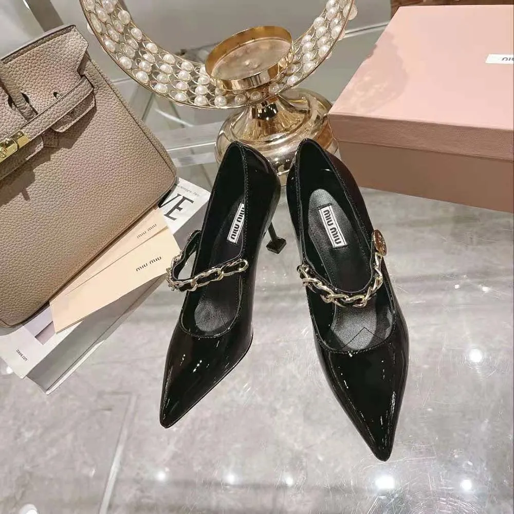 MIU MIU ZAPATOS DE SALóN MUJER DE CHAROL CON TACóN DE 85 MM DE ALTURANEGRO