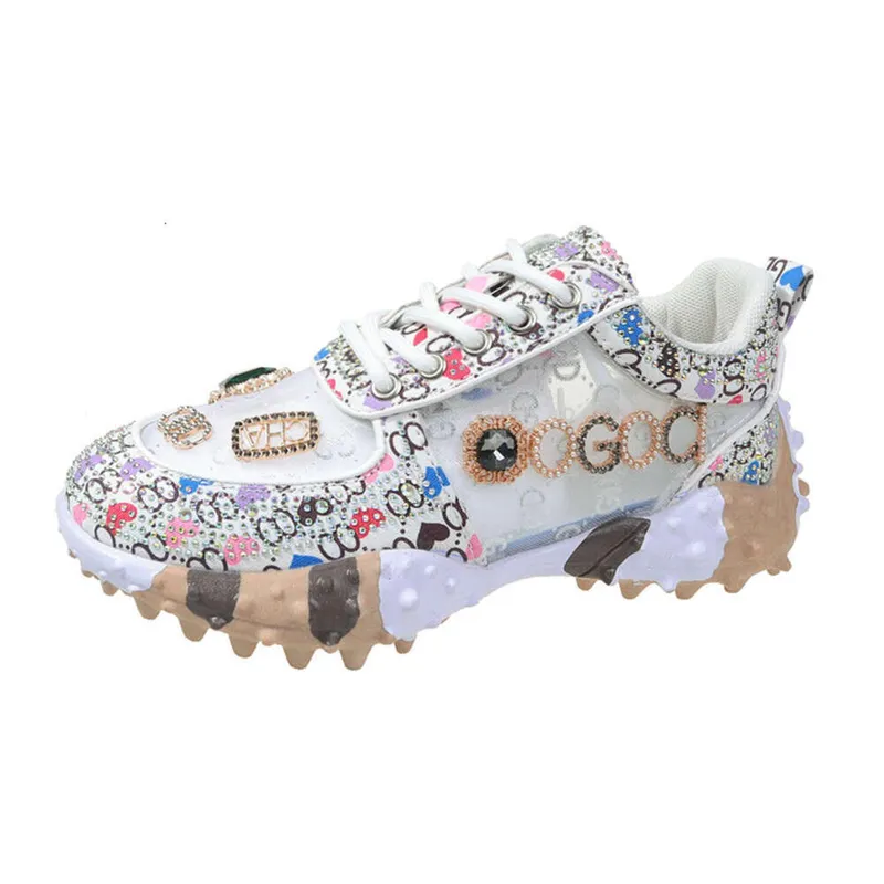 Mujeres durianas de corte bajo 2024 Nuevo zapato único para un solo zapato con incrustaciones de diamantes, papá para zapatos de