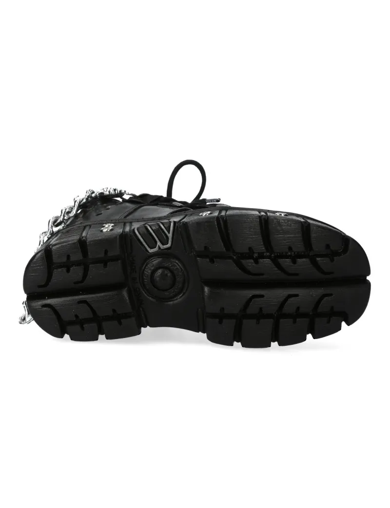 Newrock black crust ankle boots with chains