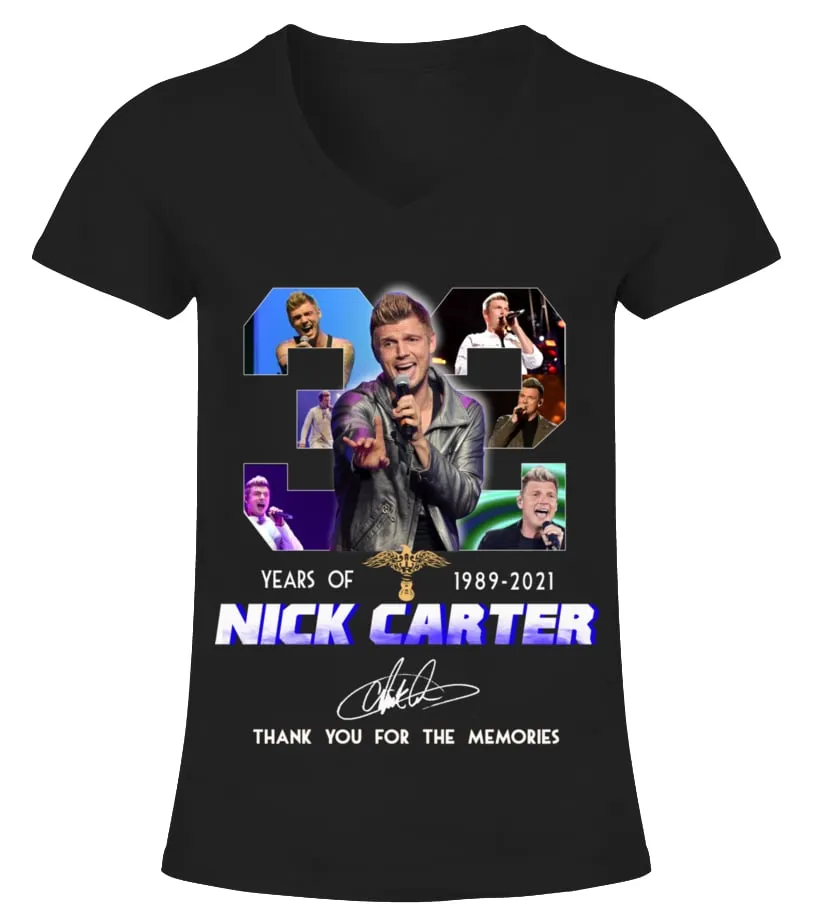 NICK CARTER 32 YEARS OF 19892021 CAMISETA CUELLO PICO MUJER