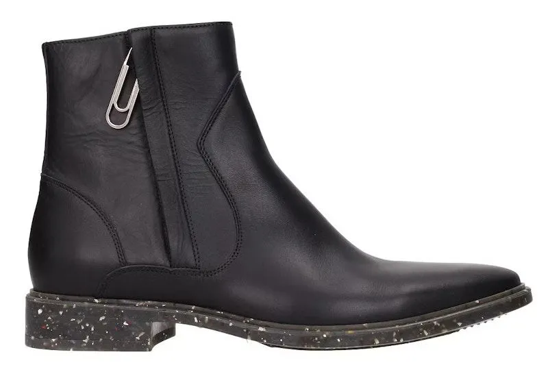 OFFWHITE PAPERCLIP ZIPUP ANKLE BOOTS BLACK