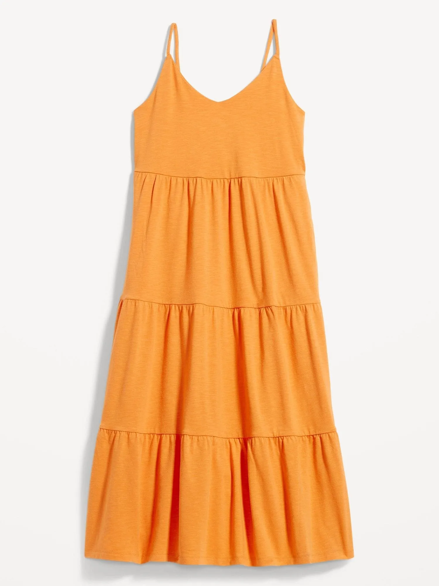 OLD NAVY Vestido Old Navy Swing Cami Midi Escalonado Cordones Atrás Mujer