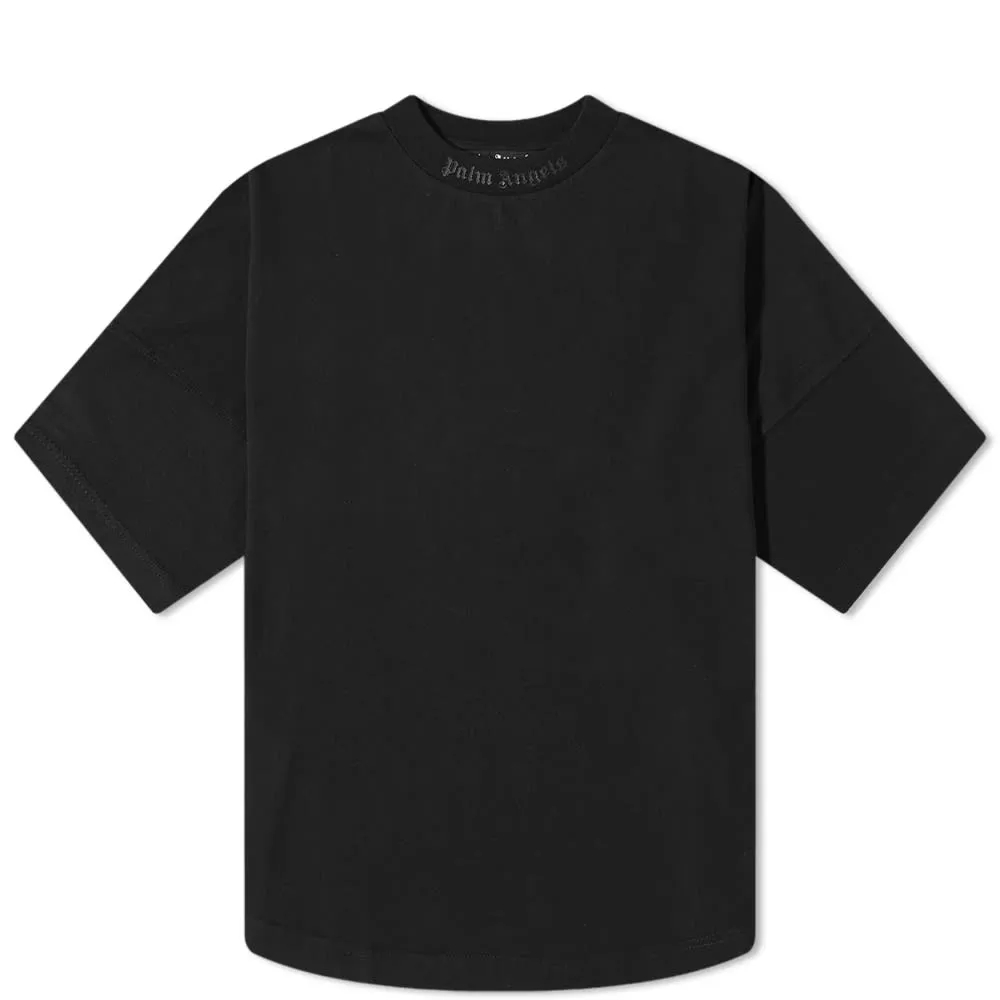 Palm Angels Oversized Mock Neck Glitter Logo Tee