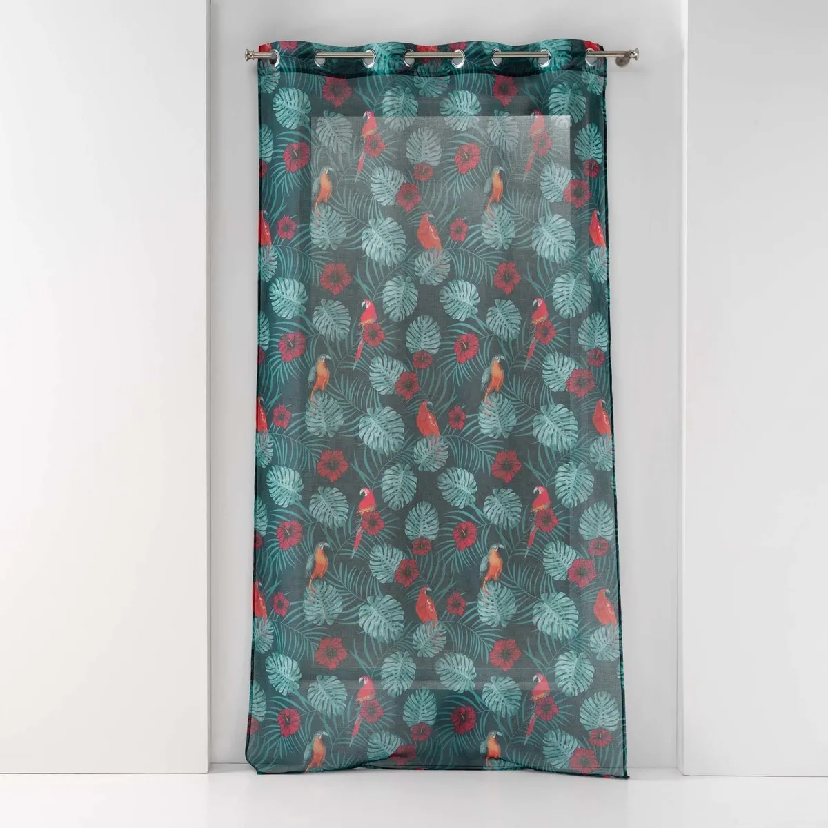 PANNEAU A OEILLETS 140 x 240 CM VOILE SABLE IMPRIME CARACAS BLEU