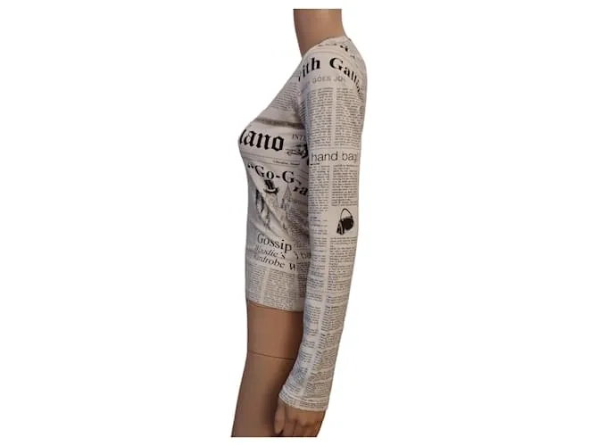 Papel periódico estampado blanco John Galliano 
