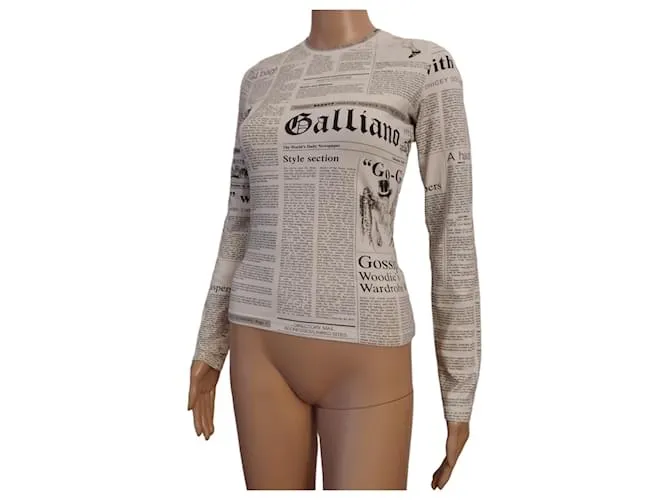 Papel periódico estampado blanco John Galliano 