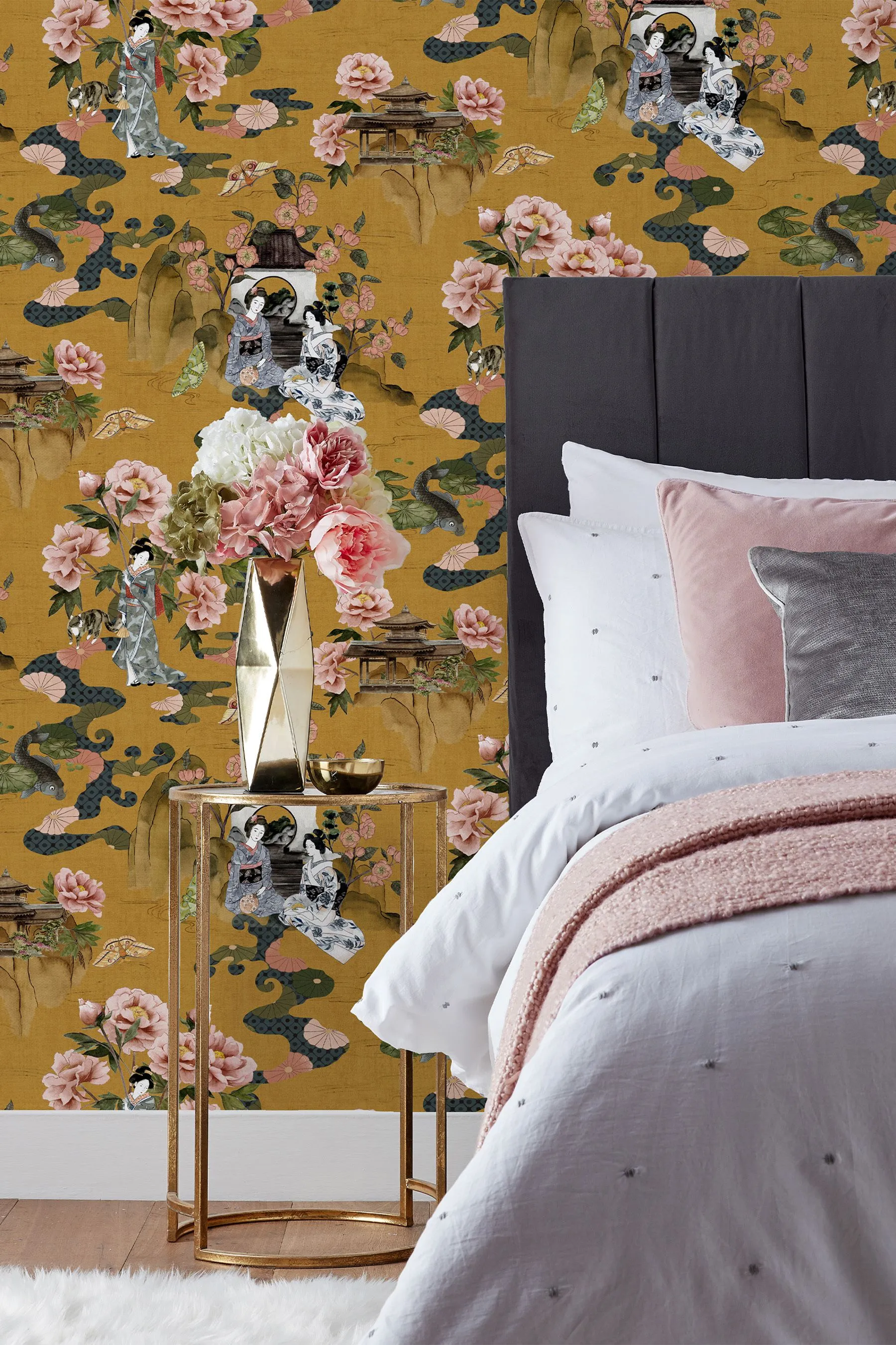 Papel pintado con estampado digital Geisha de Riva Paoletti