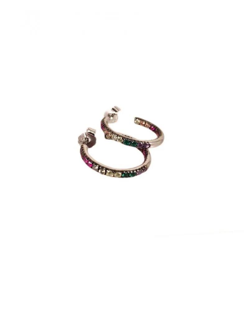 PENDIENTES DE ARO CON CIRCONITAS MULTICOLOR (VARIOS TAMAÑOS)