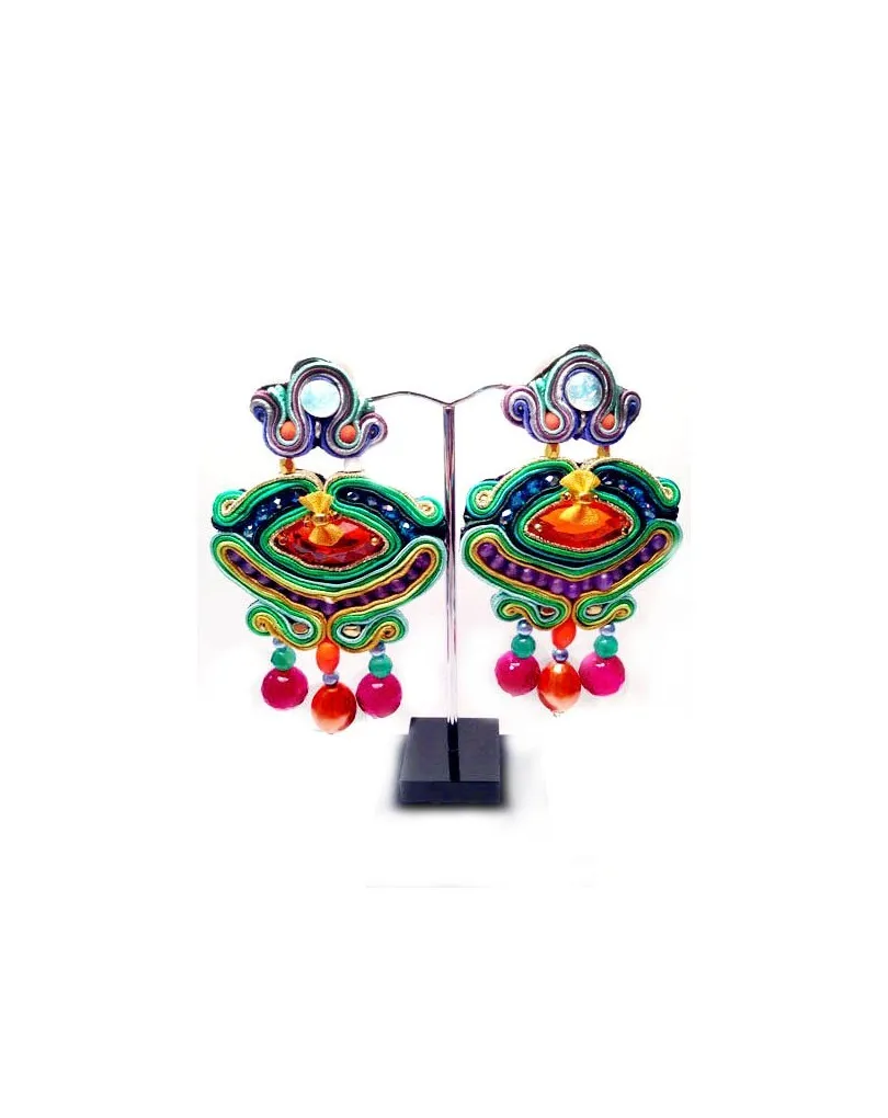 PENDIENTES FLAMENCA BISUTERIA UNICA  SOUTCHE MULTICOLOR