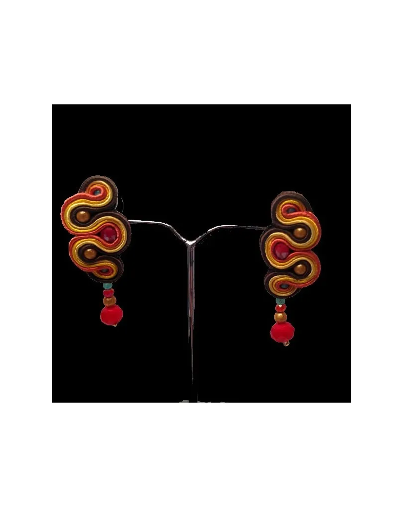 PENDIENTES FLAMENCA NARANJA Y MARRON