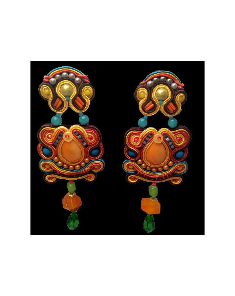 PENDIENTES FLAMENCA PARA SER LA REINA DE LA FERIA COLOR NARANJA