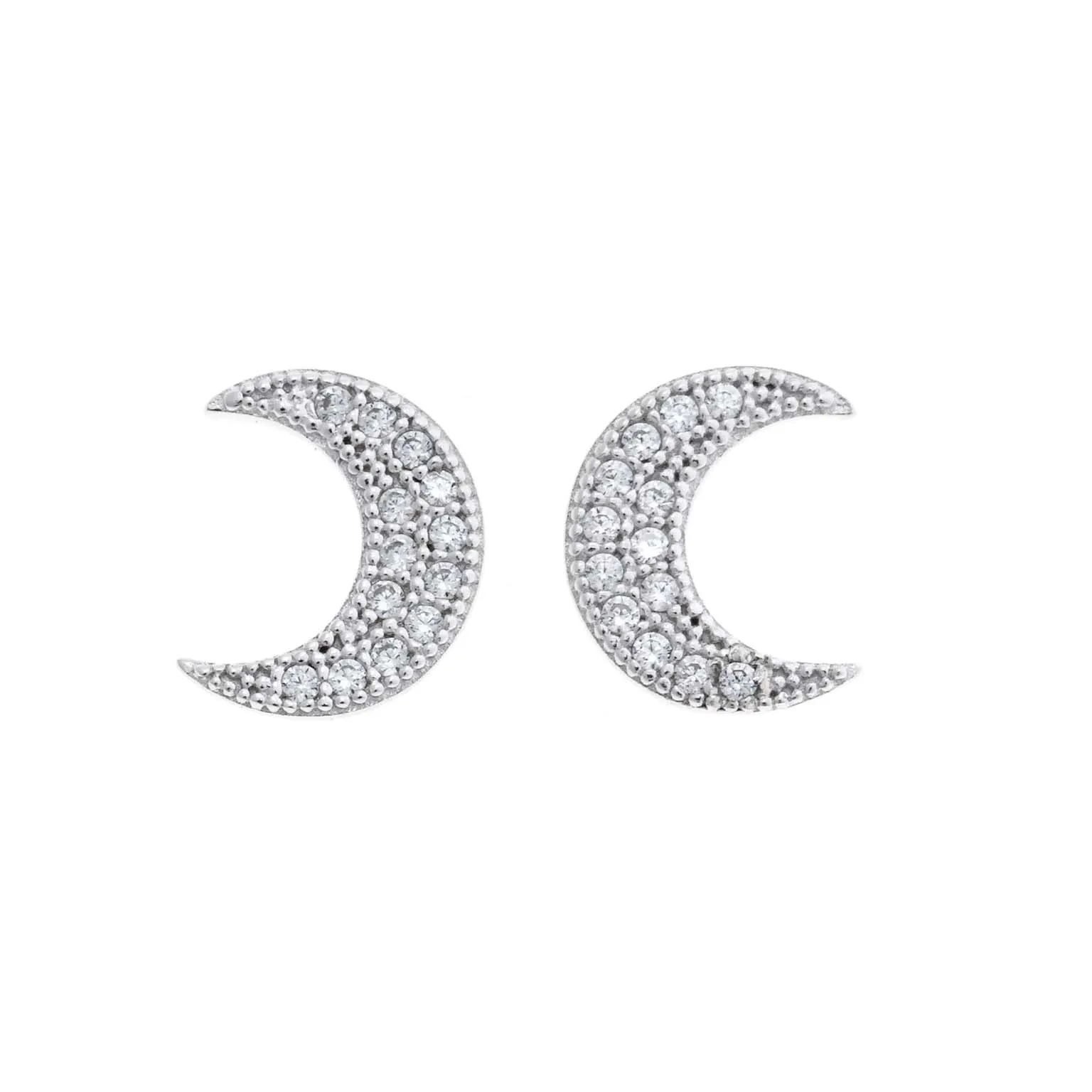 Pendientes Luna en Plata con zirconitas