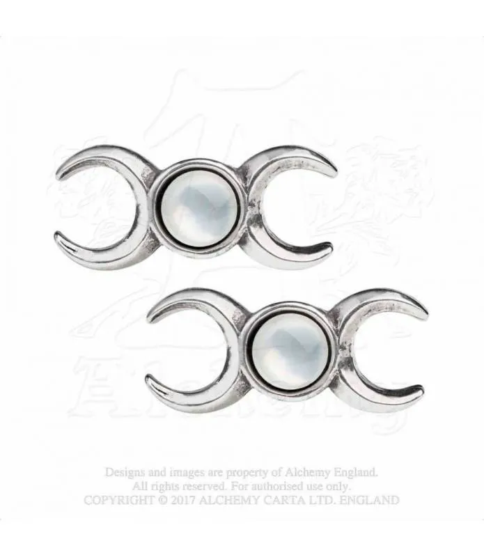 Pendientes luna llena madreperla Triple Goddess Alchemy E401