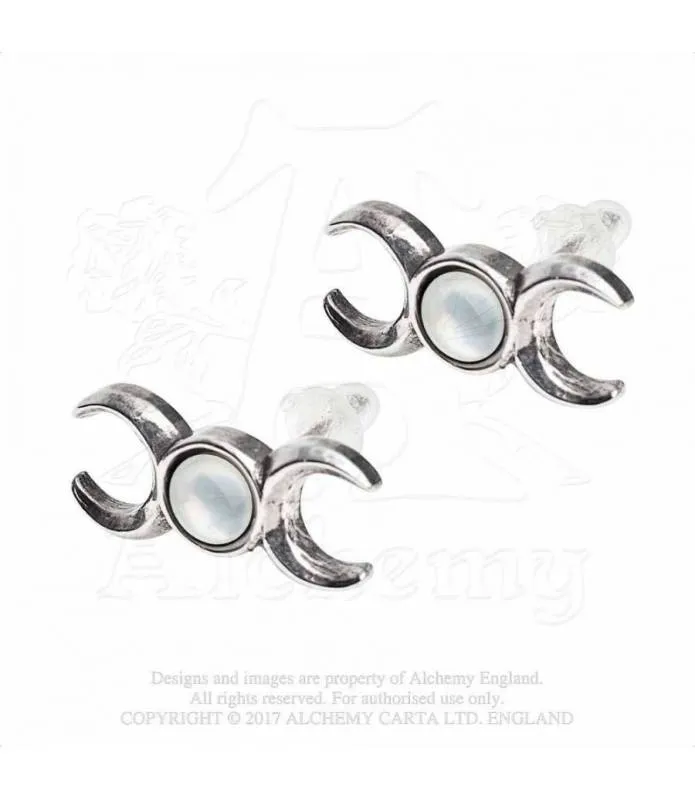 Pendientes luna llena madreperla Triple Goddess Alchemy E401