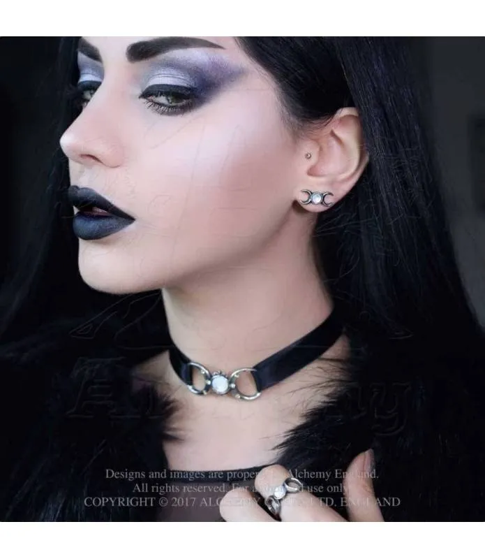 Pendientes luna llena madreperla Triple Goddess Alchemy E401